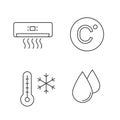 Air conditioning linear icons set