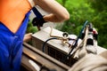 Preparing to install new air conditioner Royalty Free Stock Photo