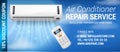 Air Conditioning Repair Flyer with Realistic detailed isometric 3d air conditioning blowing cold air in the room for