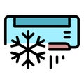 Air conditioning snowflake icon color outline vector