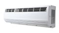 Air conditioning unit mounted on a wall, featuring a sleek white design, providing efficient cooling for indoor spaces, ideal for Royalty Free Stock Photo
