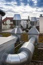 Air conditioning units pipes on roof