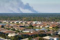 Air contamination with burning smoke from prescribed fire close to suburban area in Florida, USA