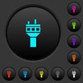 Air control tower dark push buttons with color icons