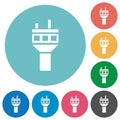 Air control tower flat round icons