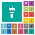 Air control tower square flat multi colored icons