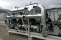 Air cooled water chiller plant with pipework Royalty Free Stock Photo