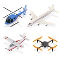 Air Crafts Set Isometric View. Vector Royalty Free Stock Photo