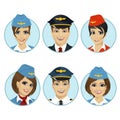 Air crew member avatars of pilots and stewardesses