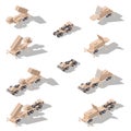 Air defense missile system isometric icon set