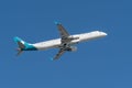 Air Dolomiti Embraer ERJ-195LR with the aircraft registration number I-ADJL during take off on the southern runway 08R of the Royalty Free Stock Photo