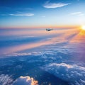 Air drone aerial view cloudscape landscape nature outdoor fly from above earth clouds sun Graphic Art