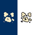 Air, Dust, Environment, Pollution  Icons. Flat and Line Filled Icon Set Vector Blue Background Royalty Free Stock Photo