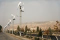 Air Energy Generators With Solar Panel On Street Lights Royalty Free Stock Photo