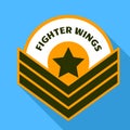 Air fighter wings logo, flat style Royalty Free Stock Photo