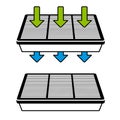 Air filter flow symbols