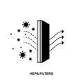 Air Filter Icon, Hepa Filtration Symbol, Dust Filter Sign