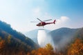 Air firefighting of forest wildfire, summer heat