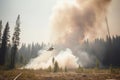 Air firefighting of forest wildfire, summer heat