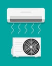 Air flow condition cool background. Air conditioner vent heat flat vector icon