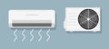 Air flow condition cool background. Air conditioner vent heat flat vector icon Royalty Free Stock Photo