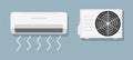 Air flow condition cool background. Air conditioner vent heat flat vector icon