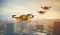 blue drone delivery air cargo technology helicopter aircraft fly fast. Generative AI.