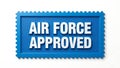 Air force approved emblem, seal of authorization on a blue textured background Royalty Free Stock Photo