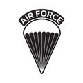 Air force badge or emblem with parachute. Military and army patch. Vector illustration. Royalty Free Stock Photo