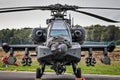 KLEINE BROGEL, BELGIUM - SEP 8, military Apache attack helicopter