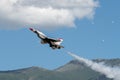 Air force demonstration squadron "Thunderbirds" performing aerobatics during Wasatch Airshow