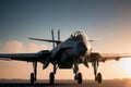 Air Force Fighter Jet taking off from the runway with sky in background illustration