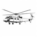 Detailed Line Art Of A Helicopter On White Background