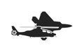 Air force icon. f-22 raptor fighter jet and attack helicopter. vector images for military concepts Royalty Free Stock Photo