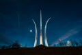 The Air Force Memorial at night, in Arlington, Virginia Royalty Free Stock Photo