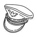 Air Force Officer Hat Icon. Doodle Hand Drawn or Outline Icon Style