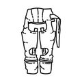 Air Force Pilot Anti G-Suit Icon. Doodle Hand Drawn or Outline Icon Style