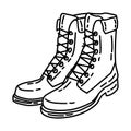 Air Force Pilot Combat Boots Icon. Doodle Hand Drawn or Outline Icon Style