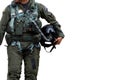 Air force pilot walking over white Royalty Free Stock Photo