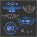 Air Force shields and labels with wings