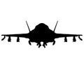 Air Force stealth F-35 Lightning II fighter jet. Detailed vector illustration of an F 35 jet fighter while flying airplane with ex