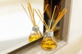 Air fragrance, essential oils and sticks. Room decor element Royalty Free Stock Photo