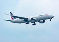 AIR FRANCE AIRLINE airplane during landing at Changi International Airport, Singapore, March 30, 2020
