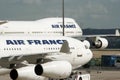 Air France airplanes are close-up.