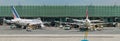 Air France planes on airport. Panorama. Royalty Free Stock Photo