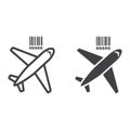 Air freight line and glyph icon, logistic
