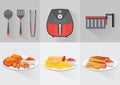 Illustrations of Air Fryer and accesories