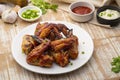 Air Fryer grilled chicken wings on white plate