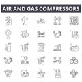 Air and gas compressors line icons, signs set, vector. Air and gas compressors outline concept, illustration: compressor Royalty Free Stock Photo