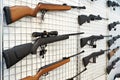 Air guns on stand in shop Royalty Free Stock Photo